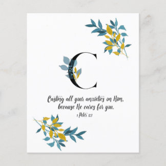 1 Peter 5:7, Letter C, Aquarellschrift-Karte