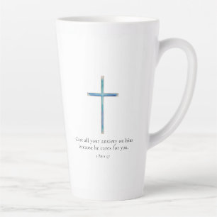 1 Peter 5.7 Minimalistisches Kreuz Milchtasse