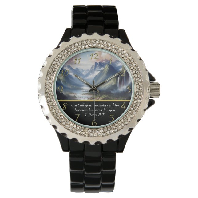 1 Peter 5:7 Moulin Lake Armbanduhr (Vorderseite)