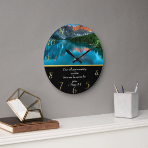 1 Peter 5:7 Moulin Lake Große Wanduhr