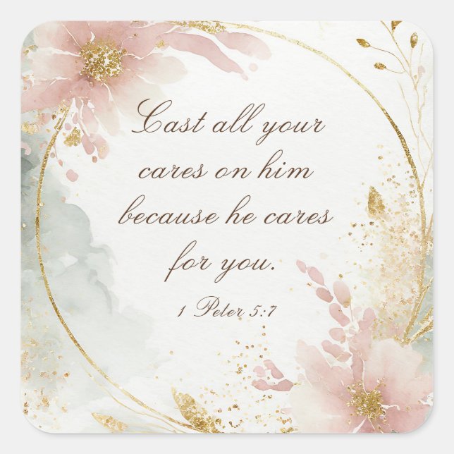 1 Petr 5:7 Schlagen alle eure Karten auf seinem Bi Quadratischer Aufkleber (Vorderseite)