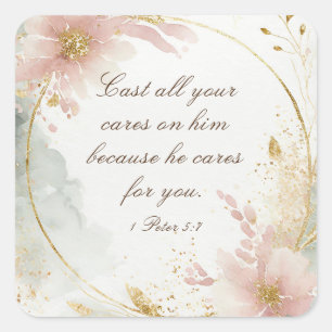 1 Petr 5:7 Schlagen alle eure Karten auf seinem Bi Quadratischer Aufkleber