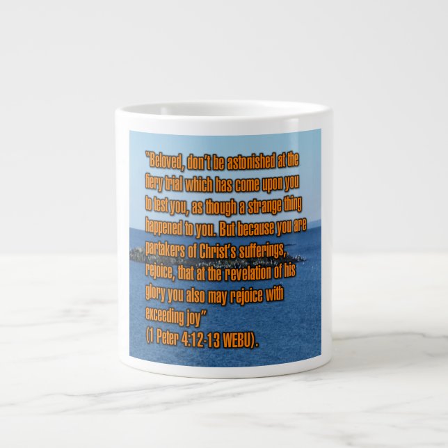 1 Petrus 4:12-13 WEBU Mug Jumbo-Tasse (Vorderseite)