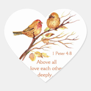 1 Petrus 4:8 Liebe einander Hochgeborene Herz-Aufkleber