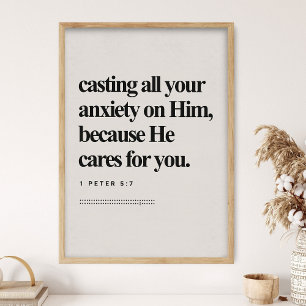 1 Petrus 5:7, Bibelvers, DIGITAL-Druck, Moderne Bi Poster