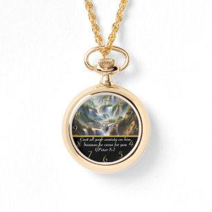 1 Petrus 5,7 Christlicher Glaube ein Wasserfall Armbanduhr