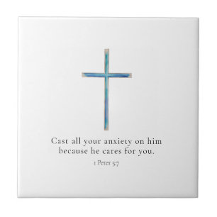 1 Petrus 5:7 Minimalistisches Kreuz Fliese