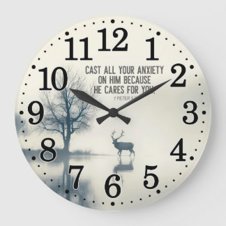 1 Petrus 5:7 Zieh all deine Angst auf Ihm, den Er  Große Wanduhr