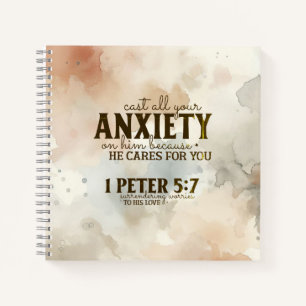1 Petrus 5:7 Zieh deine Angst vor Ihm Bibelverse Notizbuch