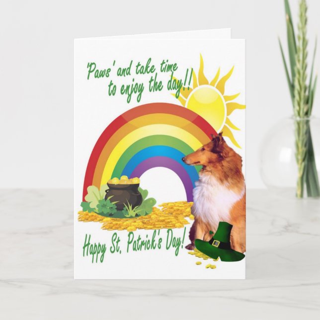 1. Phantastische Collie St. Patrick's Day Card Karte (Vorderseite)