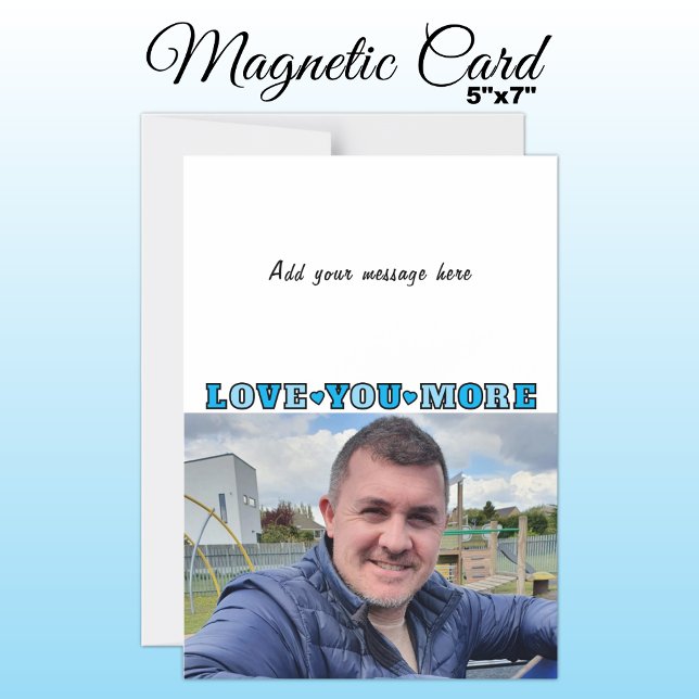 1 photo add text love you blue magnetic card magneteinladung (Von Creator hochgeladen)
