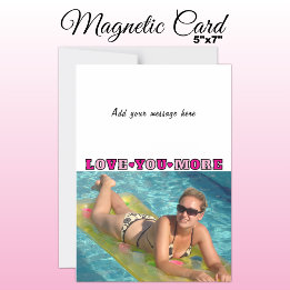 1 photo add text love you pink magnetic card magneteinladung