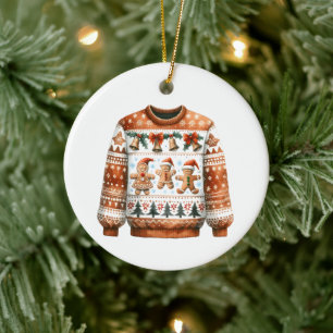 1. Platz Gewinner Ugly Sweater Contest Gingerbrett Keramik Ornament