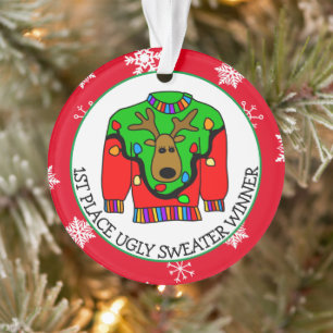 1. Platz Gewinner Ugly Sweater Contest Medaille    Ornament