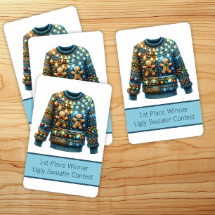 1. Platz Gewinner Ugly Sweater Contest Tree Lights Spielkarten