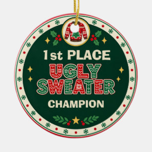 1. Platz hässlicher Weihnachtspullover-Wettbewerb  Keramik Ornament