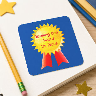 1. Platz Rechtschreibwettbewerb Homeschool-Auszeic Quadratischer Aufkleber