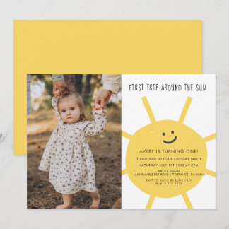 1. Reise um das Sun Birthday Foto Einladung