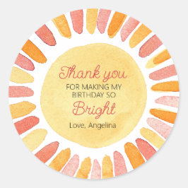 1. Reise um die Sun Birthday Party Vielen Dank Runder Aufkleber