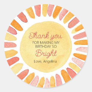 1. Reise um die Sun Birthday Party Vielen Dank Runder Aufkleber