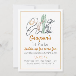 1. Rodeo, Erster Rodeo Geburtstag, Cowboy Geburtst Einladung
