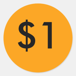 $1 RUNDER AUFKLEBER