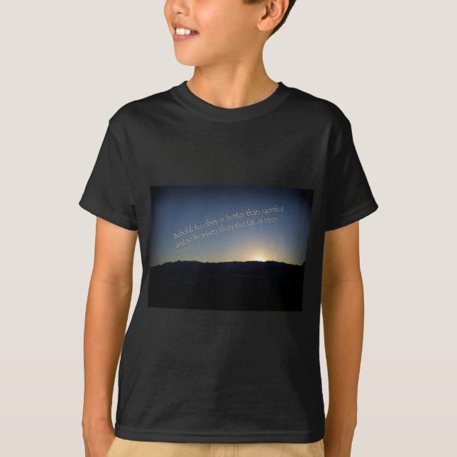 1 Samuel 15:22 Sonnenuntergang Schwarze Grenze T-Shirt (Vorderseite)