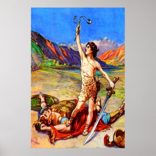 1 Samuel 17 David besiegt ein Riesenposter Poster