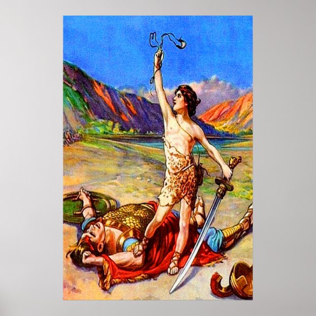 1 Samuel 17 David besiegt ein Riesenposter Poster (Vorne)