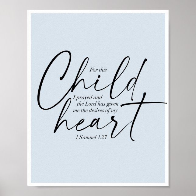1 Samuel 1:27 Dual-Schriftart Blue Background Poster (Vorne)