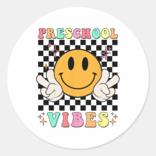 1. Schulvorschultag Vibes Fun Teacher Nurs Runder Aufkleber