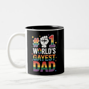 #1 Schwulster Vater der Welt Lustiger Vatertag LGB Zweifarbige Tasse