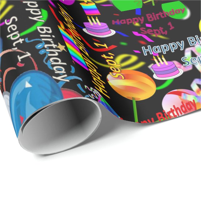 1. September, 1. Geburtstag Geschenkpapier (Rolleneckpunkt)