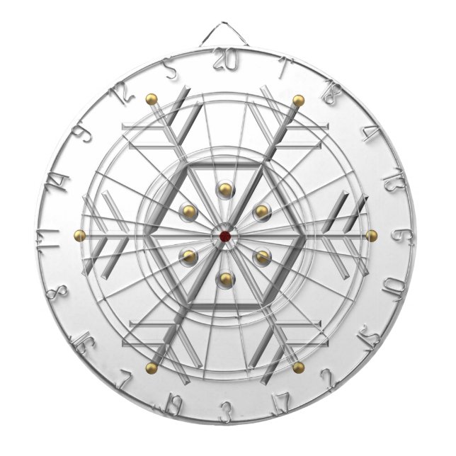 1-Silber und Gold Snowflake 3-D Look Dartscheibe (vorne)