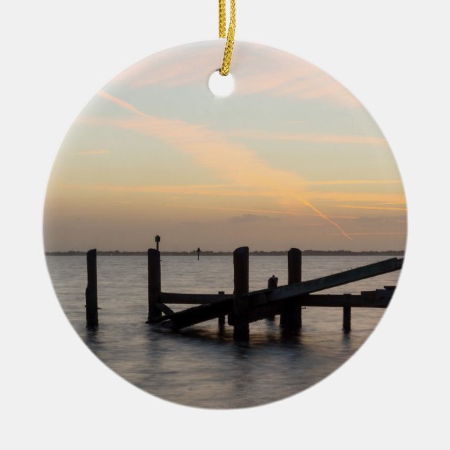 1. Sonnenuntergang 2017 Cocoa Beach Keramik Ornament (Vorne)