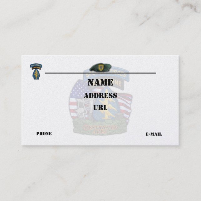 1. Special Force Patch Flash Business Card Visitenkarte (Vorderseite)