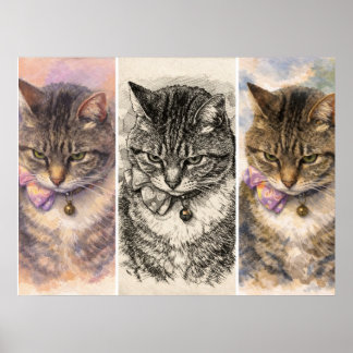 1 Stimmung + 3 Vibes = Vollkommene Katzenschönheit Poster