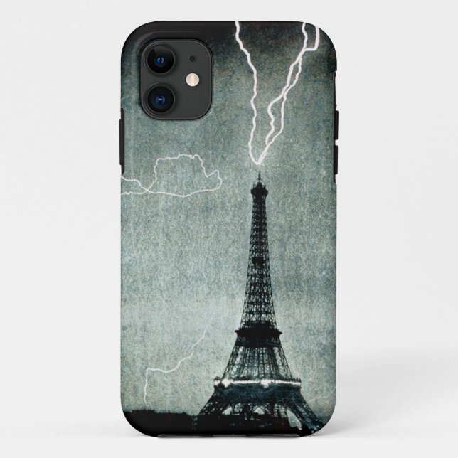 1. Streik - Blitz schlägt Eiffelturm 1902 Case-Mate iPhone Hülle (Rückseite)