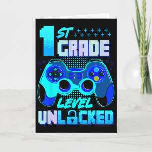 1. Stufe Entsperrte Gamer Boys Kinder erster Tag Karte