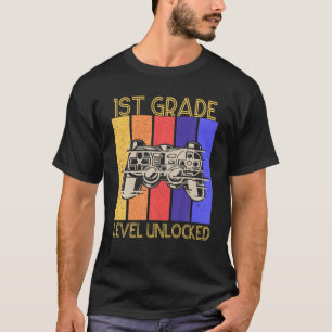 1. Stufe Entsperrter Video-Gamer zurück zur Schule T-Shirt
