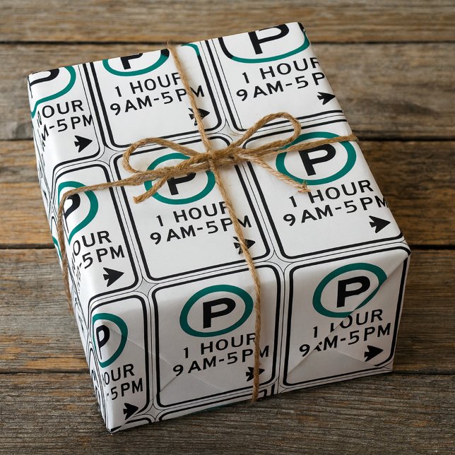 1 Stunde Parkplatz für kontrollierte Parkplätze Geschenkpapier (Von Creator hochgeladen)