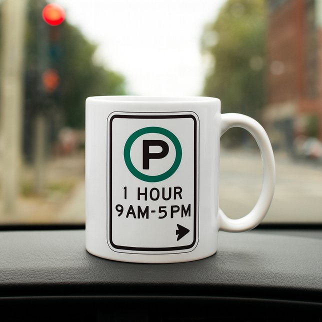 1 Stunde Parkplatz für kontrollierte Parkplätze Kaffeetasse (Von Creator hochgeladen)