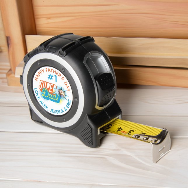 #1 Super Vater Comic Book Buble Custom Foto Golf Maßband (#1 Super Dad Comic Book Bubble Custom Photo Golf Tape Measure)