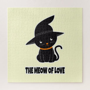 1.süße schöne schwarze Katze Miauen der Liebe Puzzle