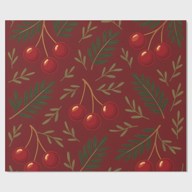 🎄 1. Sweet Cherry Holiday Charm Collection Geschenkpapier (Flach)