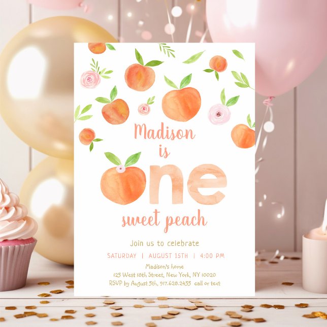 1 Sweet Peach 1. Geburtstag Einladung (Von Creator hochgeladen)