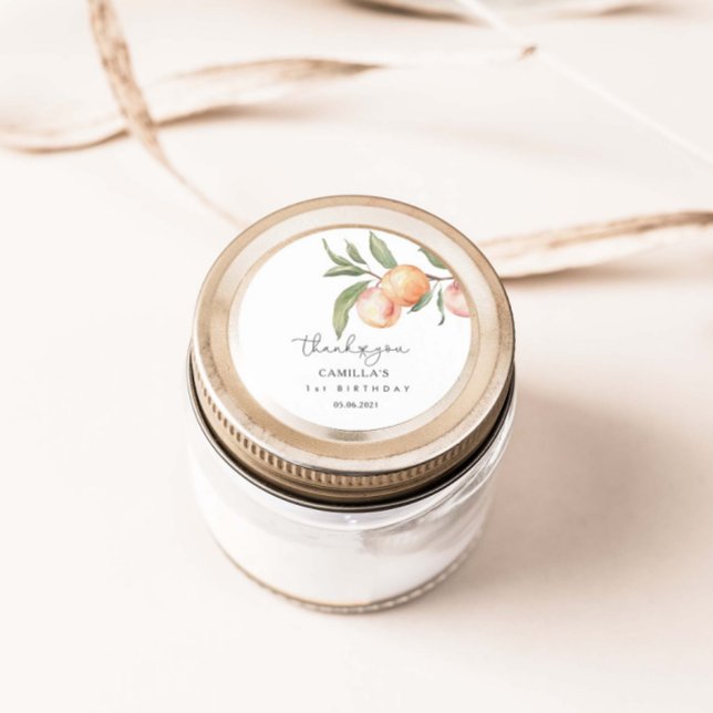 1 Sweet Peach 1. Geburtstag Runder Aufkleber (Von Creator hochgeladen)