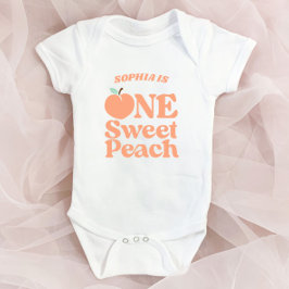 1 Sweet Peach Orange Erstes 1. Geburtstag Party Baby Strampler
