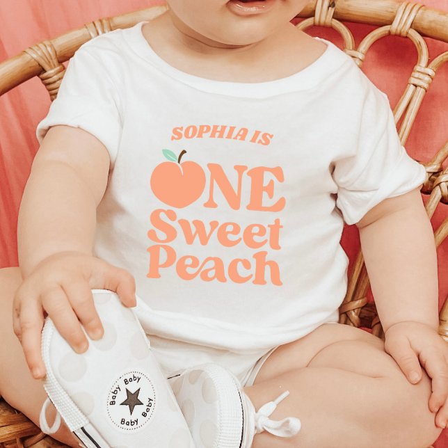 1 Sweet Peach Orange Erstes 1. Geburtstag Party Baby T-shirt (Von Creator hochgeladen)