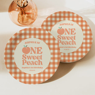 1 Sweet Peach Orange Erstes 1. Geburtstag Party Pappteller